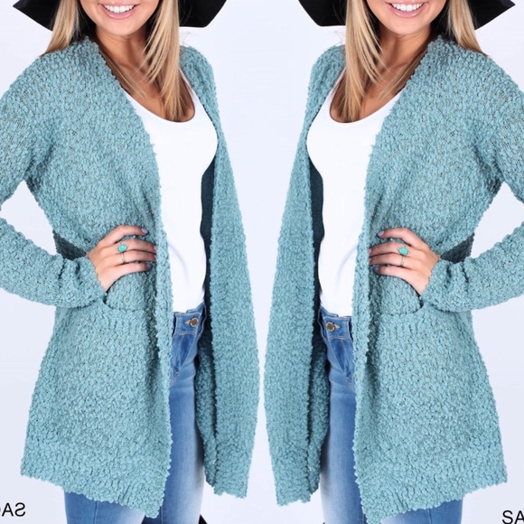 SAGE REAL POPCORN TEXTURE CARDIGAN - Picture 4 of 4